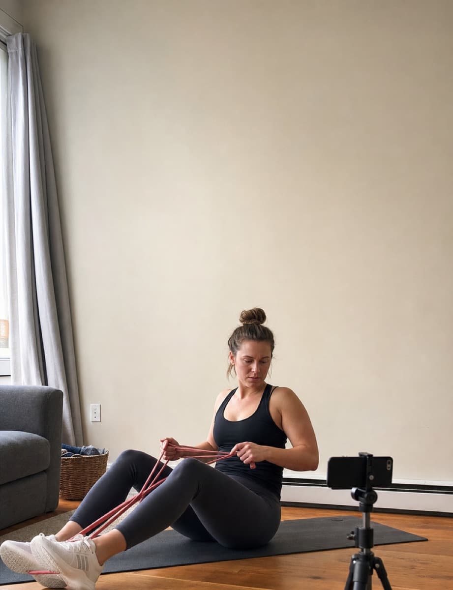 An AI-generated demonstration of a fitness product.